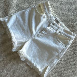 Guess cream/white fringe denim shorts